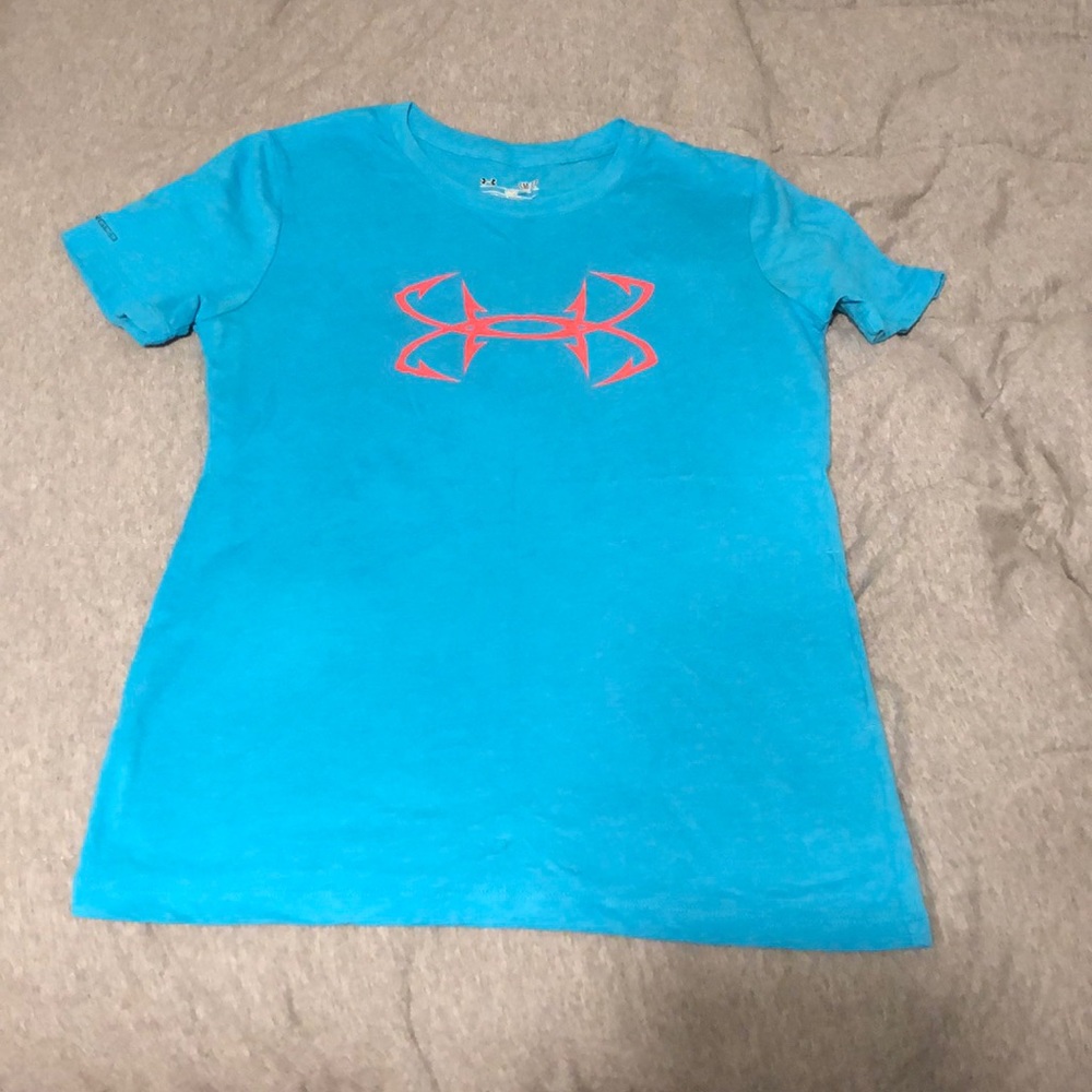 under armour big logo fish hook tee